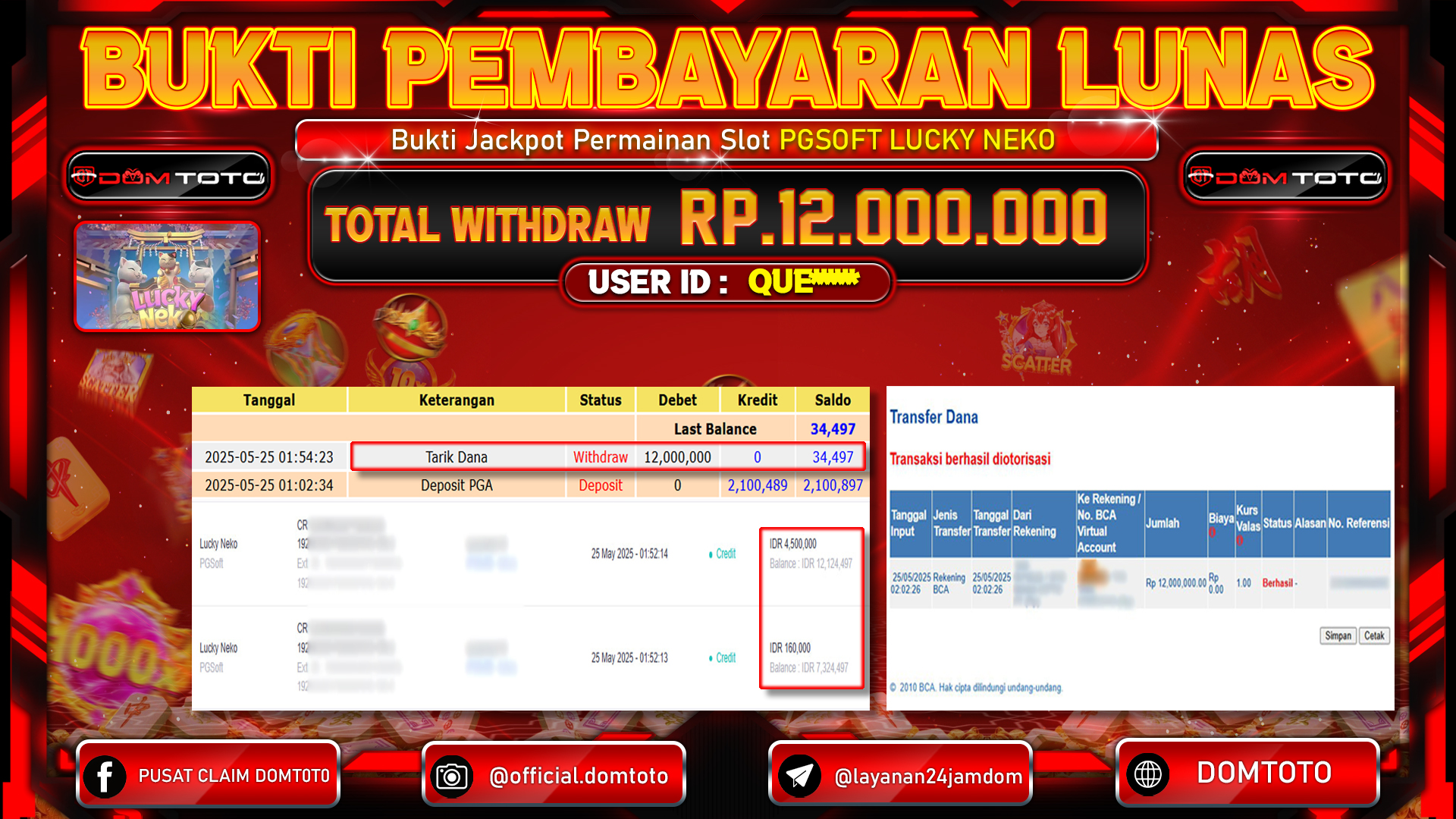 JACKPOT SLOT LUCKY NEKO 25 MEI 2025
